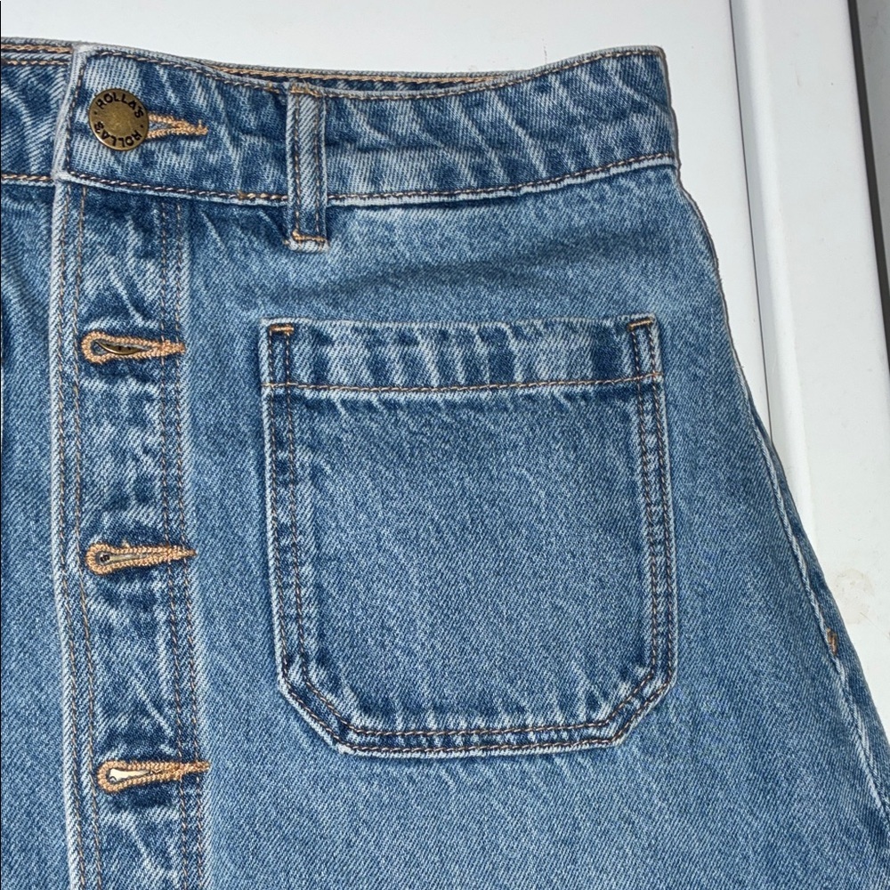 ROLLA'S Denim Skirt Women's 26, Button Front, Pockets, Medium wash. 26 EUC - Picture 5 of 17